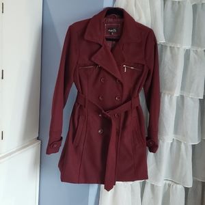 Rue21 Burgundy Double Breasted Peacoat size Large